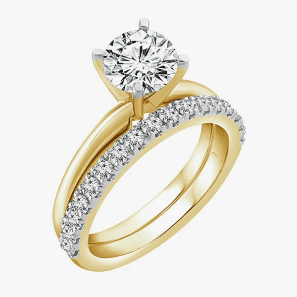 Lab-grown-white-diamond-10k-or-14k-white-gold-round-solitaire-bridal-set
